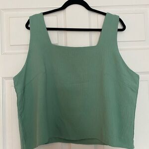 Ekouaer Sage Green Sleeveless Crop Top 2XL